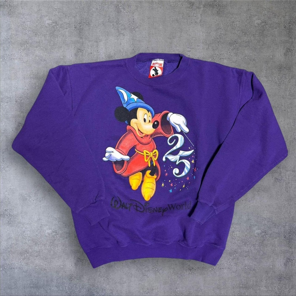Vintage 80s Disney magic Mickey purple crewneck sweater medium‎